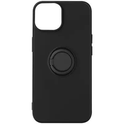 Maska za iPhone 14 Soft touch fleksibilna s prstenom stalkom crna