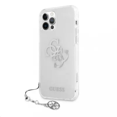 Maska Apple iPhone 12 Pro Max Dvo-materijalna 4G Charms Guess Prozirna Srebrni logo
