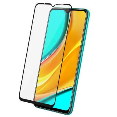 Zaštitna Folija Ekrana Xiaomi Redmi 9 Kaljeno Staklo 9H Otporno na Udarce Bez Tragova Obrub Crni