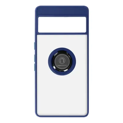 Maska za Google Pixel 7 Pro dvo-materijalna metalni prsten stalak plava