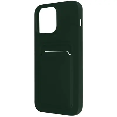 Maska za iPhone 14 Pro Max meki silikon s držačem kartica tamnozelena