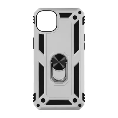 Maska za iPhone 14 hibridna antišok prsten stalak srebrna