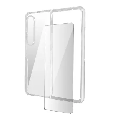 Maska za Galaxy Z Fold 4 silikonski gel i kaljeno staklo 9H prozirna