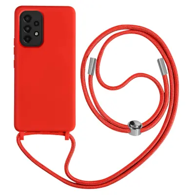 Maska s uzicom Samsung Galaxy A33 5G Polutvrda Traka za vrat 80cm Crvena