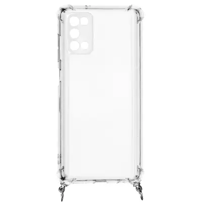 Maska Galaxy A03s s prilagodljivim prstenom i lancem Prozirna