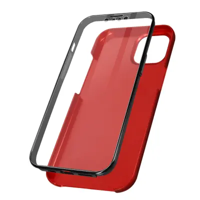 Maska iPhone 13 Pro Kruta leđa Crvena i Meka prednja Prozirna