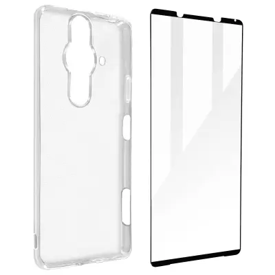 Navlaka Sony Xperia Pro-I Silikonska Mekana Film Kaljeno Staklo 9H Obrub crni