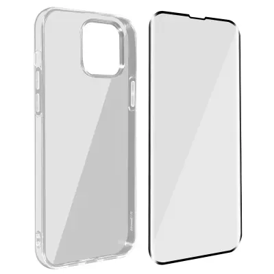 Maska iPhone 13 Pro Max Meki silikon Kaljeno staklo 9H Prozirna