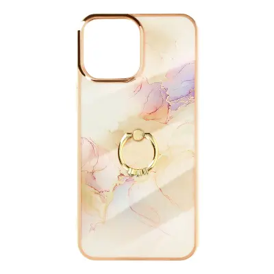 Maska iPhone 12 i 12 Pro Dvo-materijalna Prsten Mramorni uzorak Rose Gold