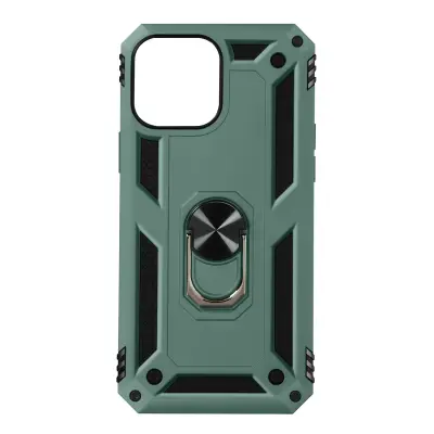 Maska iPhone 13 Pro Max Antišok Hibridna Prsten Stalak Tamnozelena