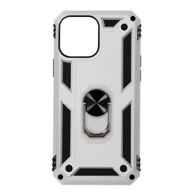 Maska iPhone 13 Mini Antišok Hibridna Prsten Stalak Srebrna