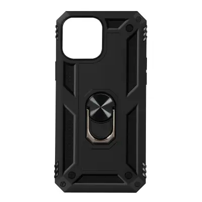 Maska iPhone 13 Pro Max Antišok Hibridna Prsten Stalak Crna