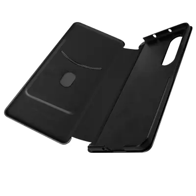 Maska za Samsung Z Fold 3 preklopna držač kartica vezica karbon efekt crna