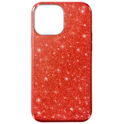 Maska iPhone 13 Pro Max Odvojive šljokice Polutvrdi silikon Crvena