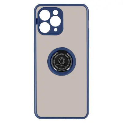 Maska iPhone 11 Pro Dvo-materijalna Metalni prsten Stalak Tamnoplava