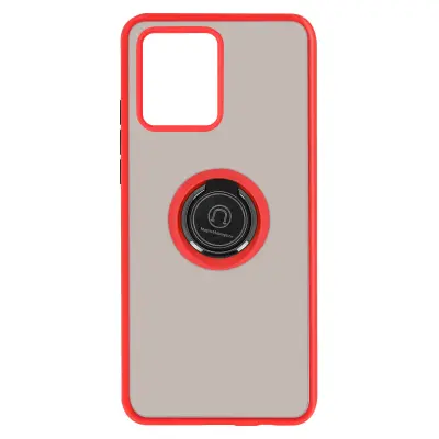 Maska Realme 8 i 8 Pro dvo-materijalna metalni prsten stalak crvena