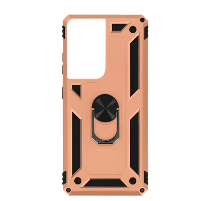 Navlaka Samsung Galaxy S21 Ultra Otporna na Udarce Bi-materijal Prsten Video Postolje ružičasto zlatna