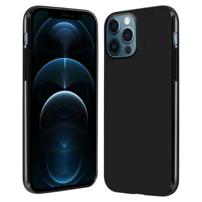 Maska Apple iPhone 12 Pro Max Fleksibilni silikon Mat leđa Sjajni rub - Crna