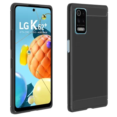 Maska za LG K62 / K52 meka ojačani kutovi karbon efekt brušena crna