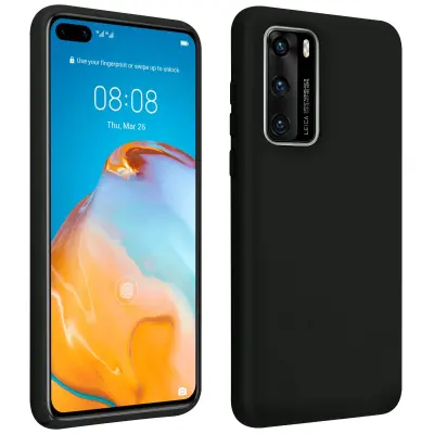 Maska Huawei P40 Polutvrdi silikon Soft Touch Crna