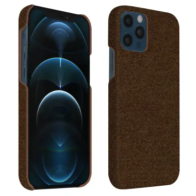 Maska iPhone 12 / 12 Pro Kruta Tkanina Protiv otisaka Periva Tamnosmeđa