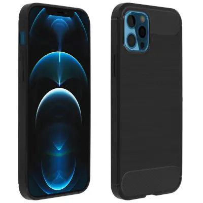 Maska Apple iPhone 12 Pro Max Meka zaštita Karbon brušeni metal Crna