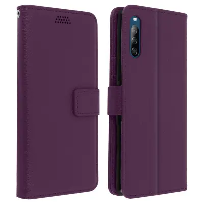 Futrola za Sony Xperia L4, preklopna, s držačem kartica i funkcijom video stalka - ljubičasta