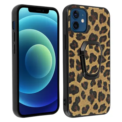 Maska Apple iPhone 12 Mini Leopard uzorak Funkcija stalka - Smeđa