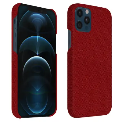 Maska iPhone 12 / 12 Pro Kruta Tkanina Protiv otisaka Periva Crvena
