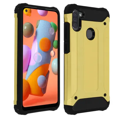 Maska Samsung A11 / M11 reljefni dizajn dvo-materijalna antišok 1.8m zlatna