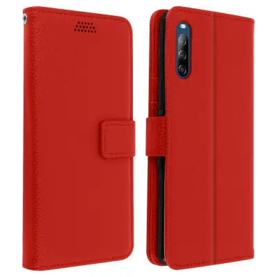 Futrola za Sony Xperia L4, preklopna, s držačem kartica i funkcijom video stalka - crvena