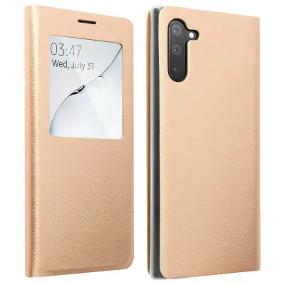 Torbica Samsung Galaxy Note 10 Preklopna torbica s prozorom za prikaz - zlatna