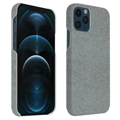 Maska iPhone 12 / 12 Pro Kruta Tkanina Protiv otisaka Periva Svijetlosiva