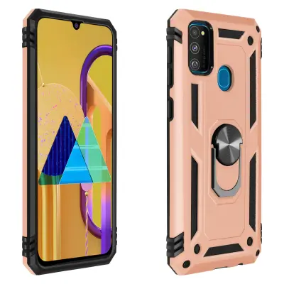 Maska Galaxy M31 / M30s / M21 Antišok Dvo-materijalna Prsten Stalak Rose Gold