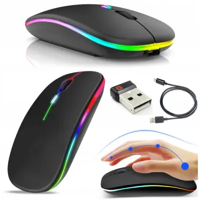 WIFI bežični punjivi optički miš 1200 DPI LED RGB crni