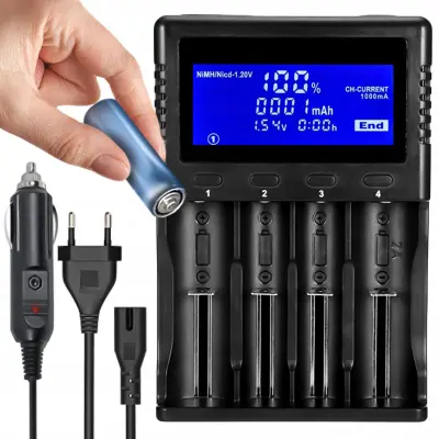 Univerzalni 12-220V LCD punjač za 4 punjive Li-ion IMR LiFePO4 baterije