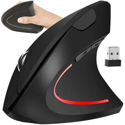 Ergonomski bežični okomiti optički miš 1200DPI LED