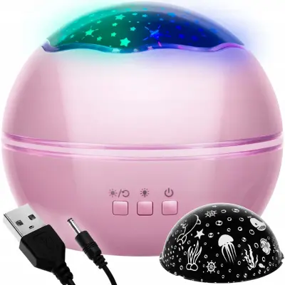 Noćno svjetlo USB LED RGB projektora - promjenjiva projekcija ružičasta