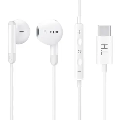 Žične slušalice USB-C intra-aurikularne čist zvuk mikrofon daljinski bijele