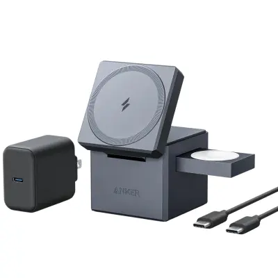 ANKER Stanica za bežično punjenje 15W, MagSafe Cube 3u1, crni