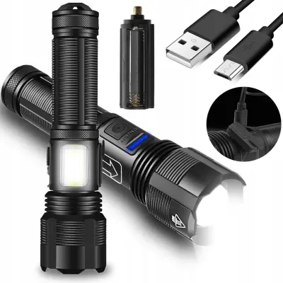 Aku. LED XHP50 LED COB ručna svjetiljka USB zoom IPX4