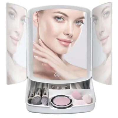 USB touch LED sklopivo osvijetljeno kozmetičko ogledalo i organizator s 5x povećanjem