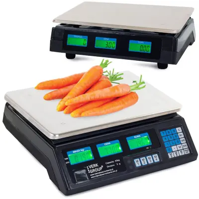 Digitalna elektronska vaga od nehrđajućeg čelika do 40 kg dvostrana LCD crna