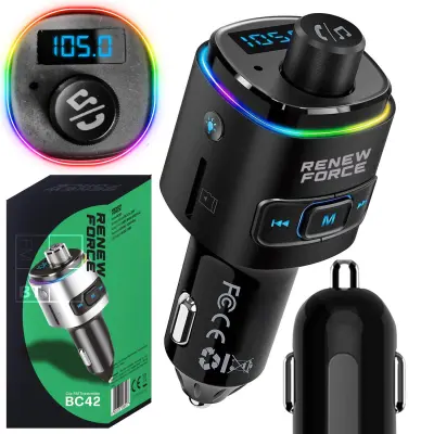 Auto FM transmiter LCD bluetooth 5.0 i punjač 12-24V USB + TipC RGB