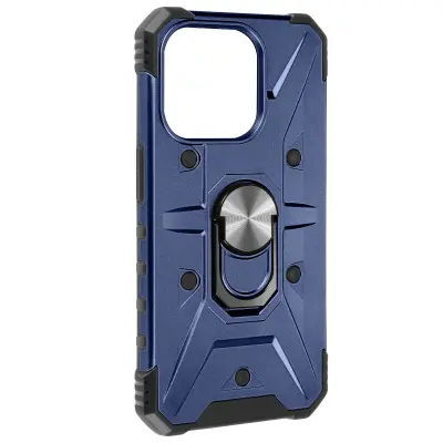Maska s prstenom za iPhone 15 Pro Antišok rub ArmoRing Bump serija Tamnoplava