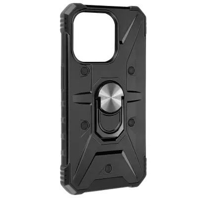 Maska s prstenom za iPhone 15 Pro Antišok rub ArmoRing Bump serija Crna