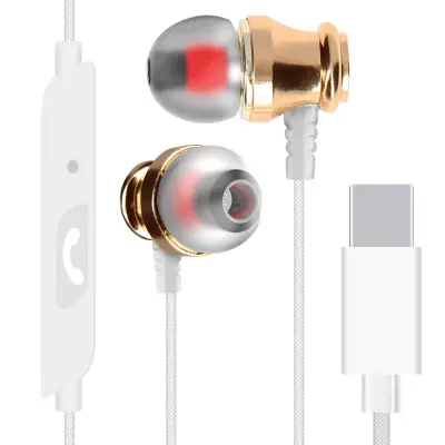 Žične slušalice USB C intra-aurikularne mikrofon i gumb LinQ bijele