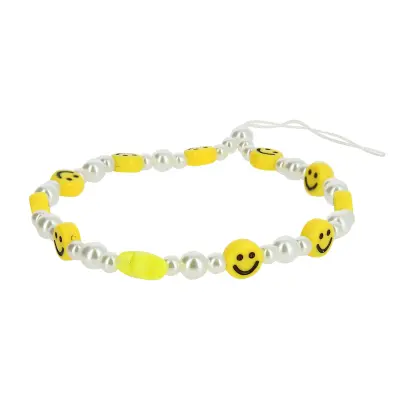 Nakit za telefon Narukvica s perlama zvijezdom i žutim Smileyjem Smile