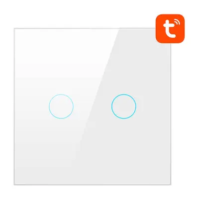 Smart glass LED WiFi dodirni prekidač TUYA 2-kanalni bijeli Alexa Google Assistant