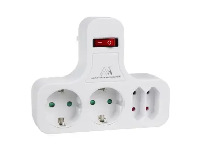 MacLean MCE224 G produžni kabel s prekidačem 2x Schuko 2x Euro, bijeli